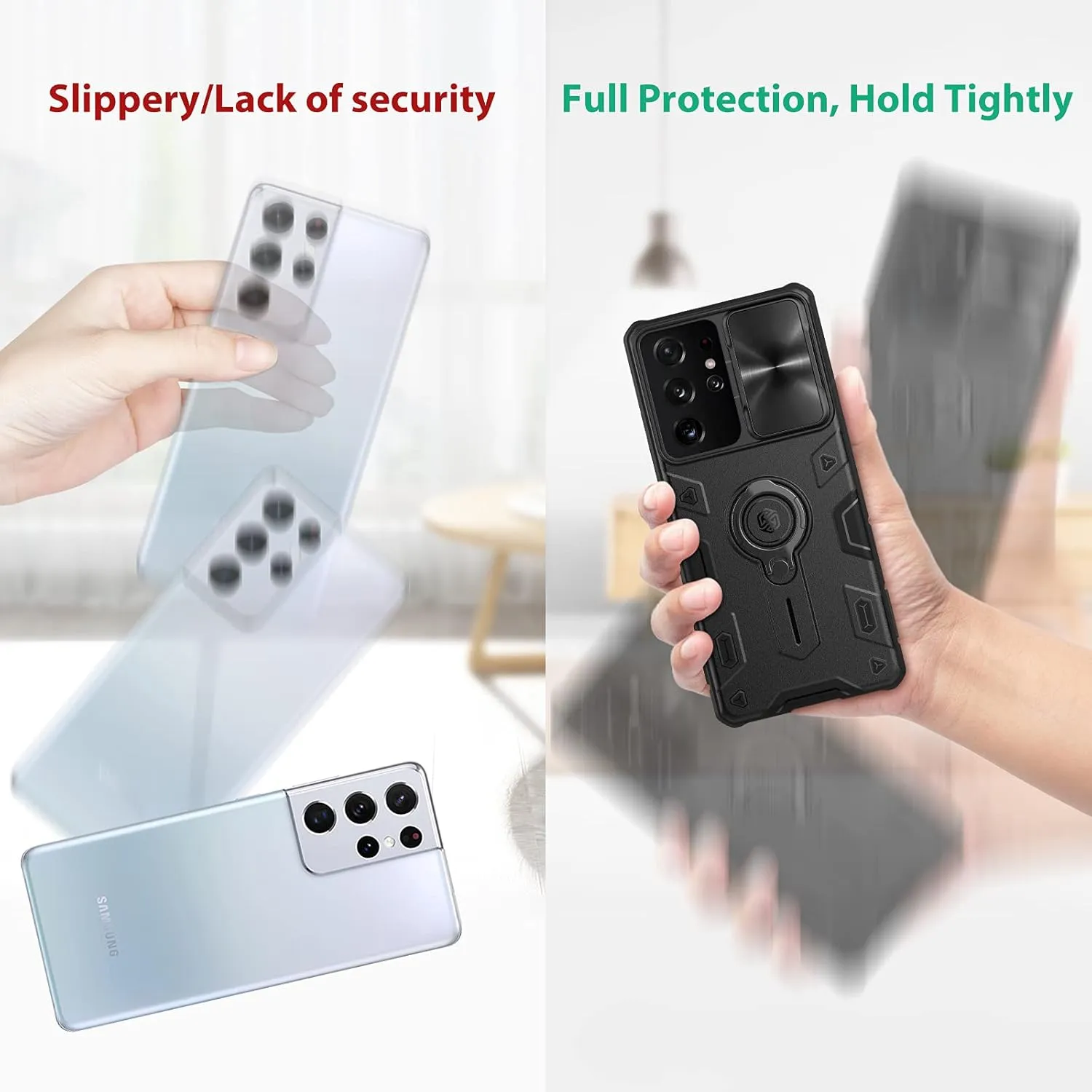 Nillkin Camshield Armor for Samsung Galaxy S21 Ultra case with Kickstand Ring Holder - Camera Cover S21 Ultra Rugged Matte Military Grade Case 6.8’’