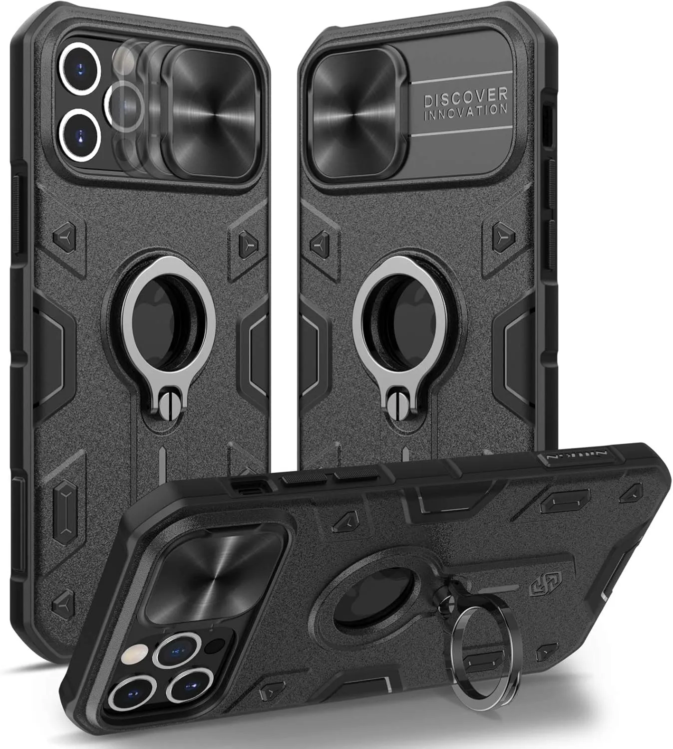 Nillkin iPhone 12 Pro Max Case - CamShield Armor Case with Camera Cover & Kickstand, Military Grade Shockproof Protective Phone Case 6.7 inch, Black