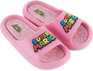 Nintendo Ladies Mario Peach Slide - Super Mario Shoes - Mario, Luigi, Kirby and Donkey Kong Comfort Slide Sandals