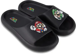 Nintendo Mens Mario Slide Sandals - Super Mario Shoes - Mario, Luigi, Kirby and Donkey Kong Slide Sandals Shoes