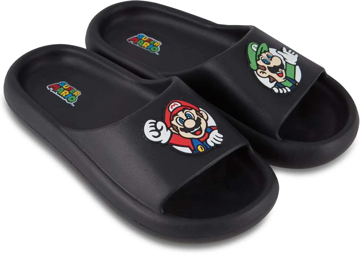 Nintendo Mens Mario Slide Sandals - Super Mario Shoes - Mario, Luigi, Kirby and Donkey Kong Slide Sandals Shoes