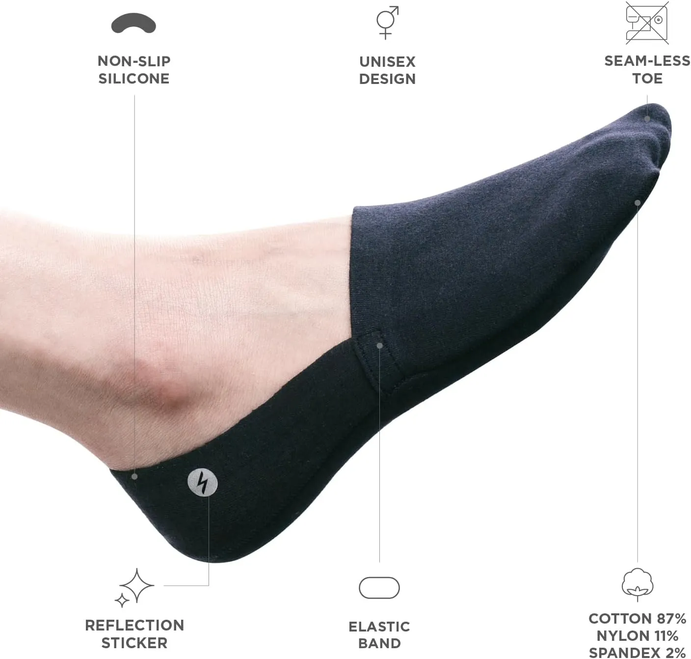 No Show Socks 3 Pairs for Women and Men, Non Slip, Low Cut Liner, Invisible, Loafer, Sneaker, Flats, Boat Socks