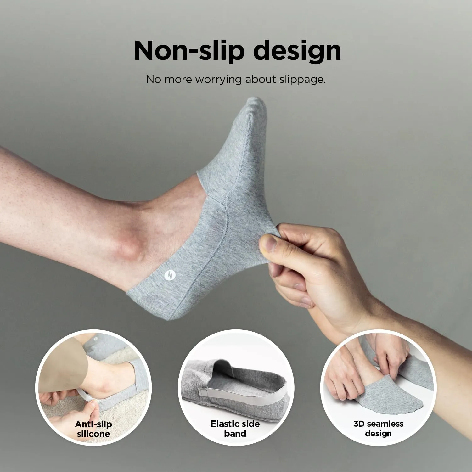 No Show Socks 3 Pairs for Women and Men, Non Slip, Low Cut Liner, Invisible, Loafer, Sneaker, Flats, Boat Socks