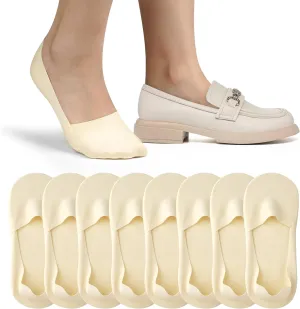 No Show Socks for Women Thin Ice Silk Non-Slip Loafers Footies Socks 2/4/6 Pairs