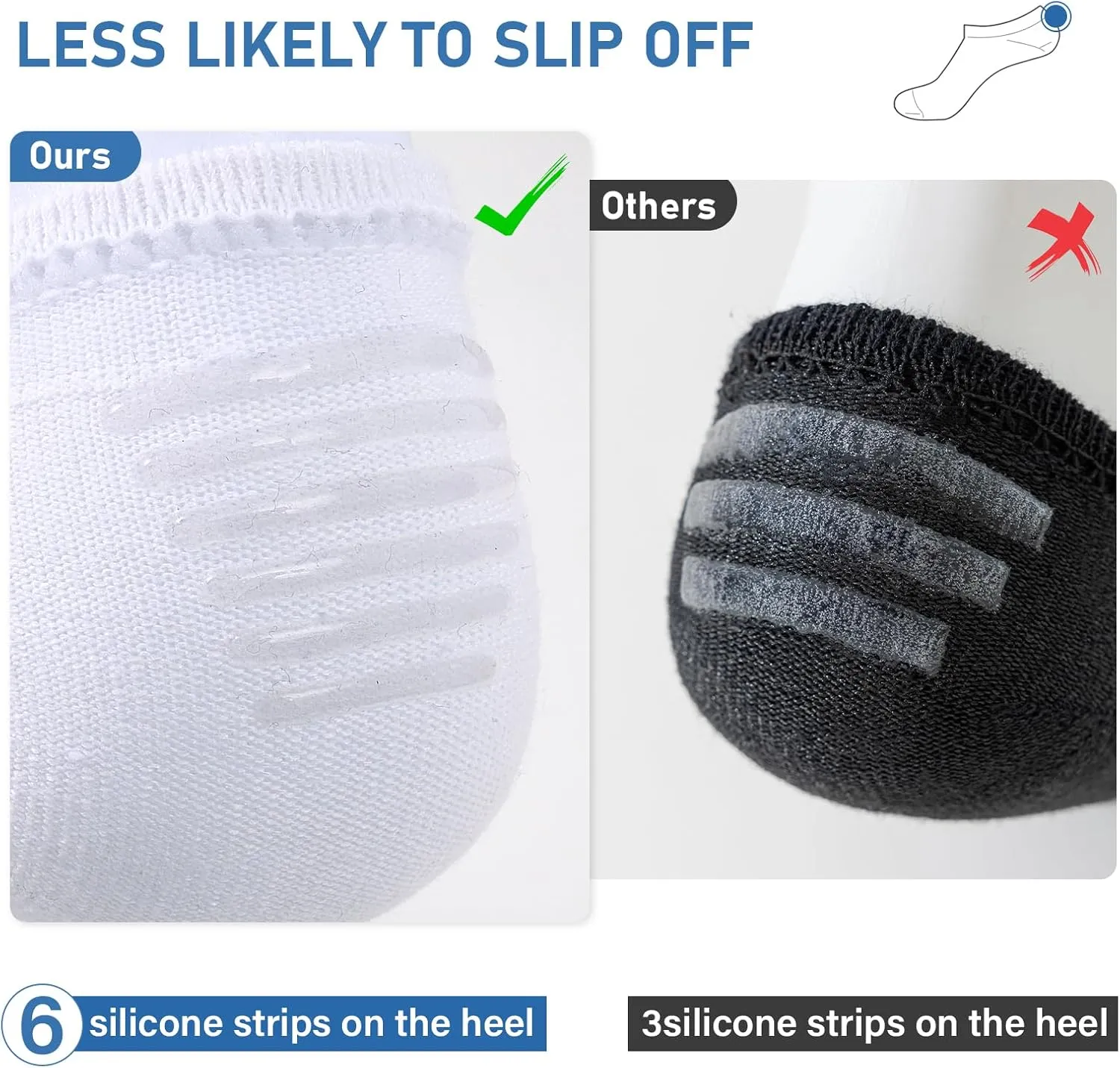 ​No Show Socks Men, 6 Pairs ​Cotton ​Thin Low Cut Ankle Socks, Non Slip Invisible Sock for Loafer Sneakers