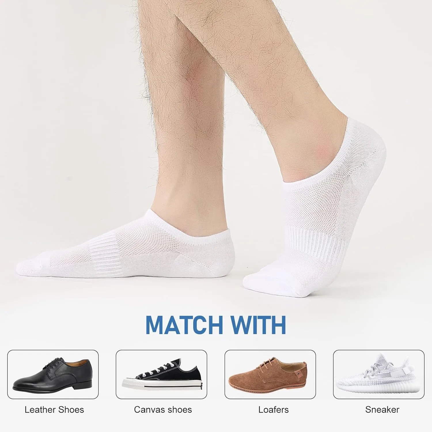 ​No Show Socks Men, 6 Pairs ​Cotton ​Thin Low Cut Ankle Socks, Non Slip Invisible Sock for Loafer Sneakers