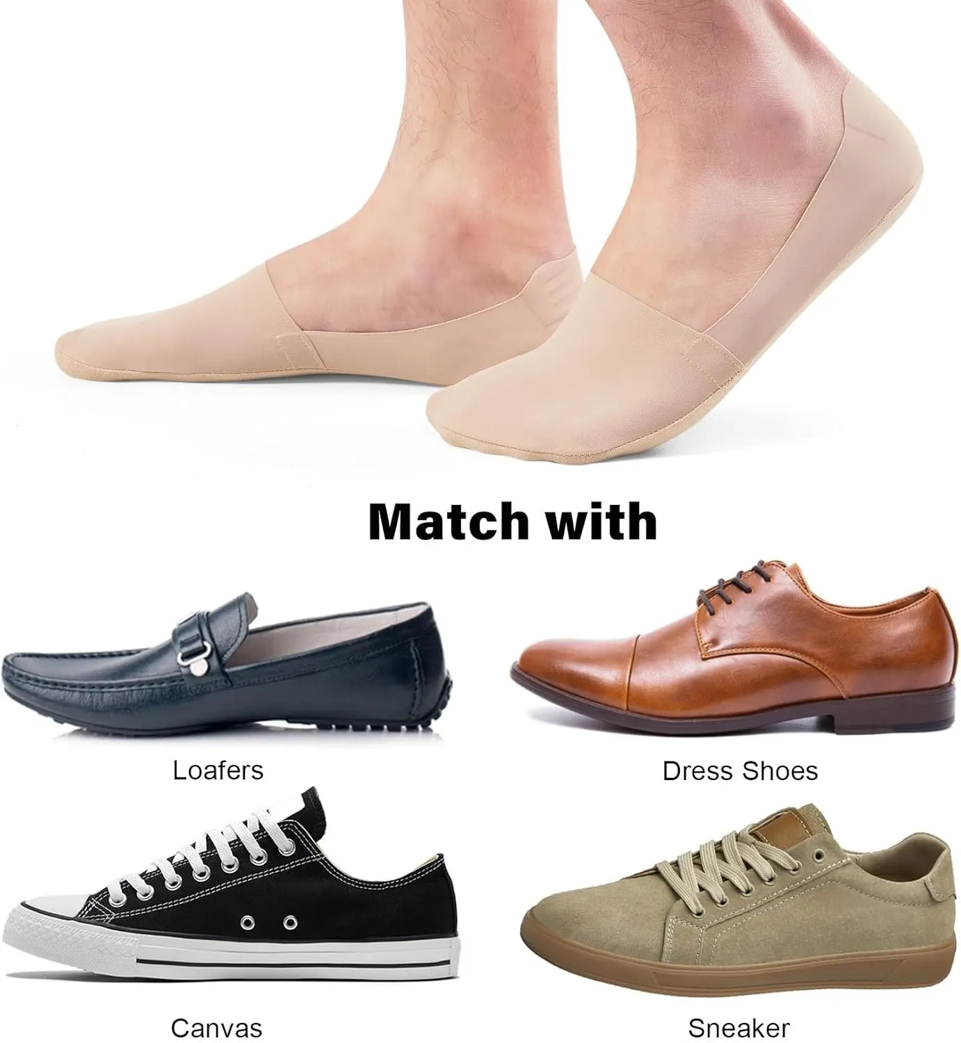 No Show Socks Men Women Nylon Non Slip Low Cut Invisible Liner Footies Thin Silk Socks for Loafers Boat 6 Pairs