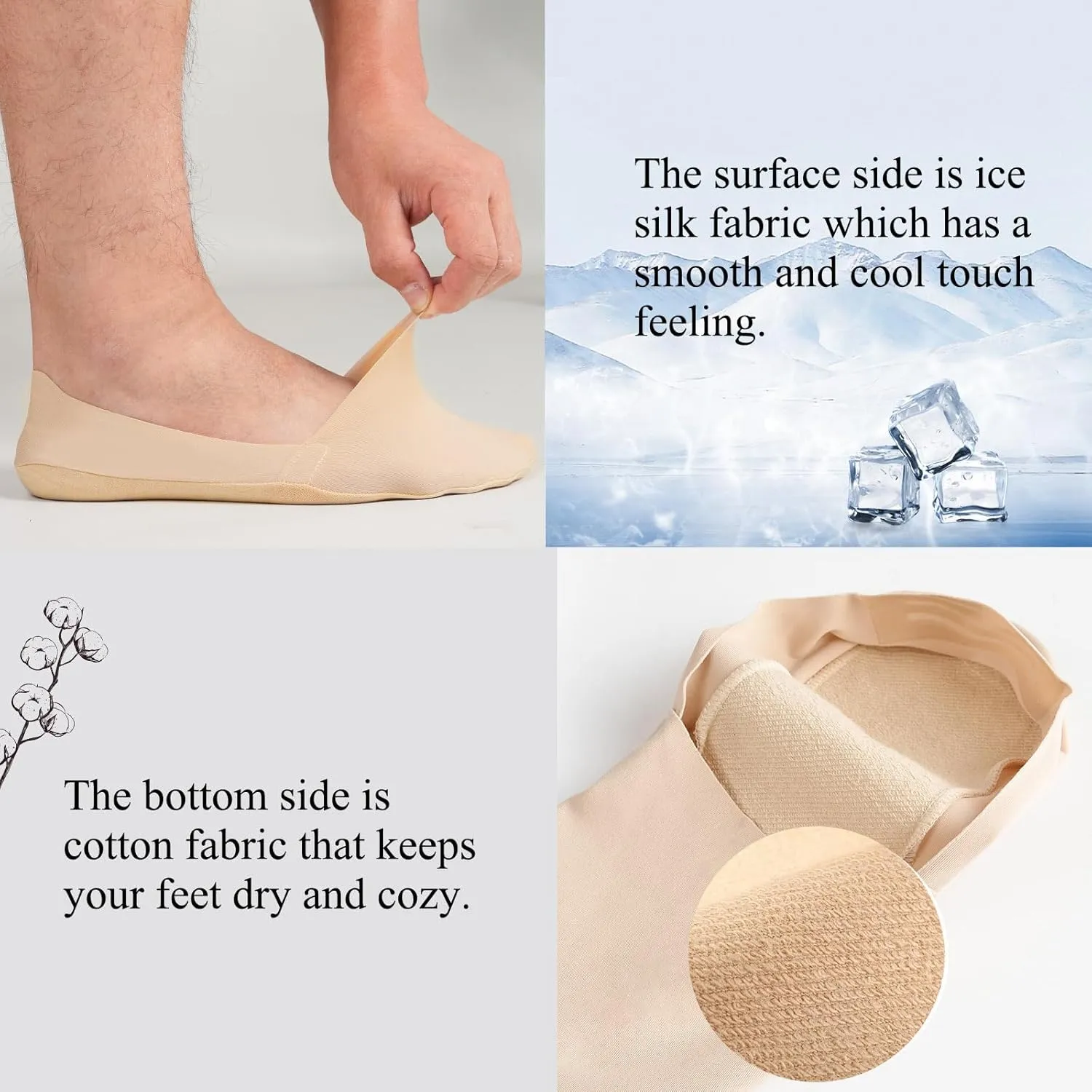 No Show Socks Men Women Nylon Non Slip Low Cut Invisible Liner Footies Thin Silk Socks for Loafers Boat 6 Pairs
