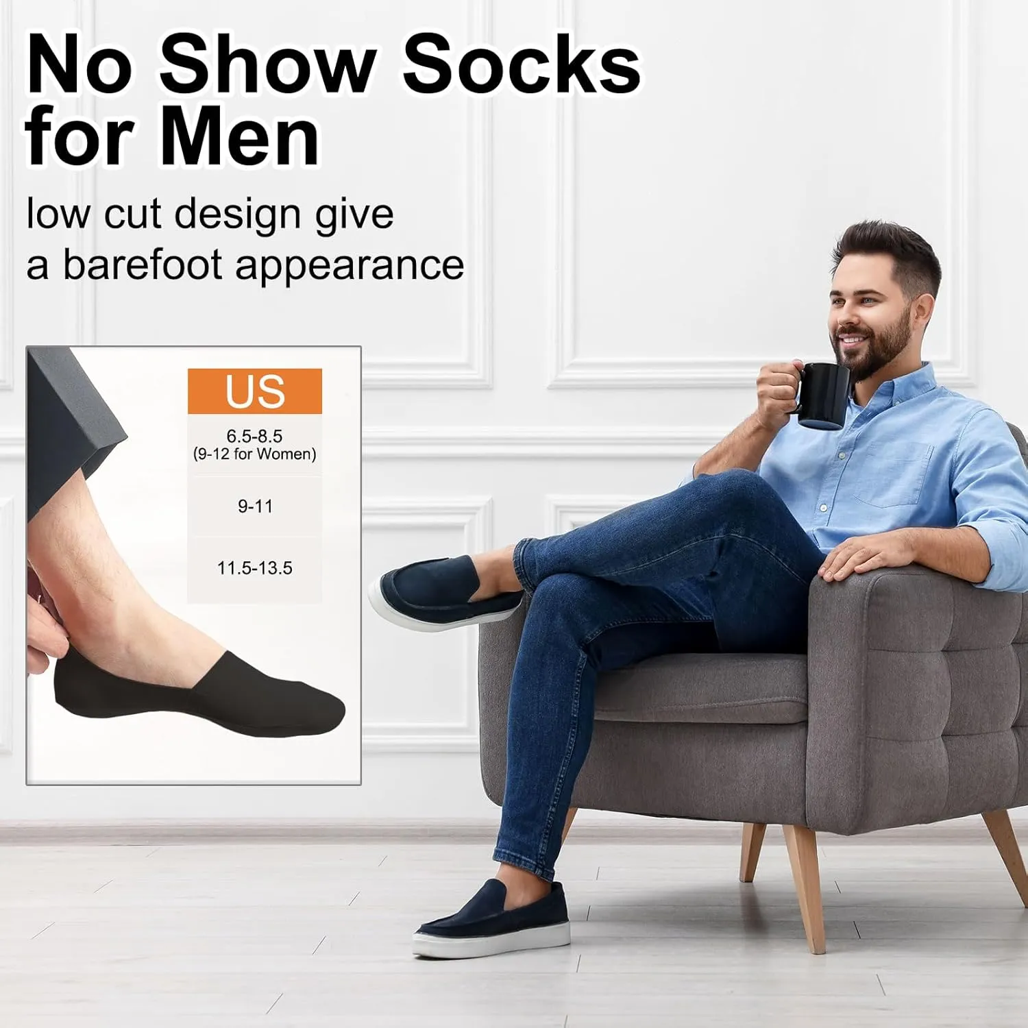 No Show Socks Men Women Nylon Non Slip Low Cut Invisible Liner Footies Thin Silk Socks for Loafers Boat 6 Pairs