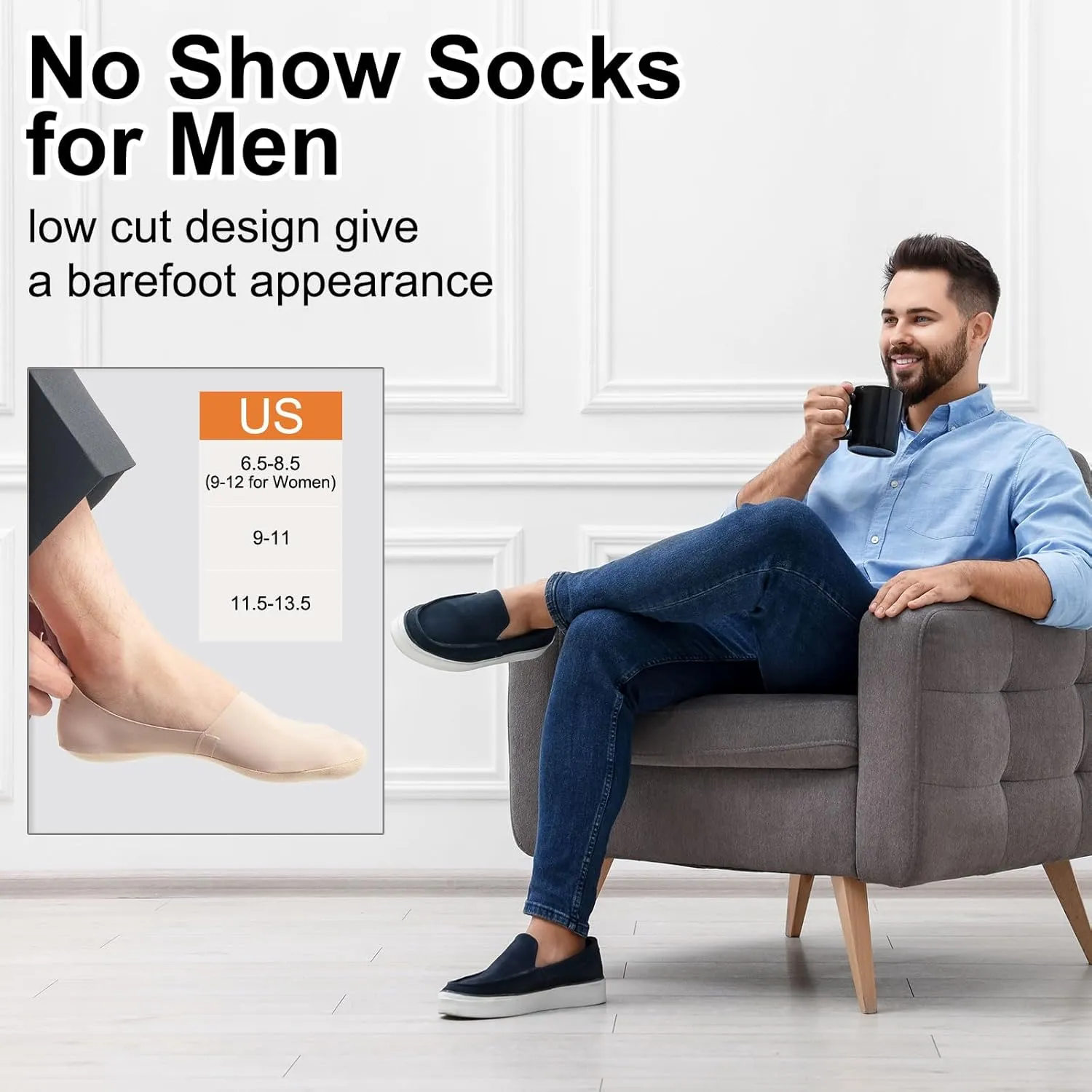 No Show Socks Men Women Nylon Non Slip Low Cut Invisible Liner Footies Thin Silk Socks for Loafers Boat 6 Pairs