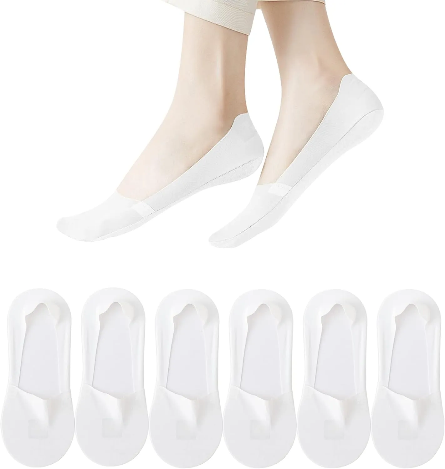 No Show Socks Womens 6 Pairs Hidden Invisible Low Cut Socks Non Slip Socks Womens Breathable Cool Thin Womens Socks