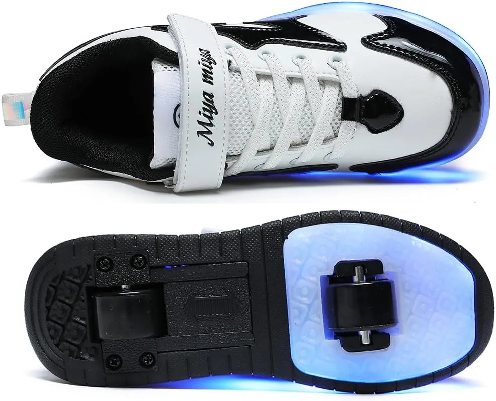 Nsasy Girls Boys Roller Shoes with LED Light Up Wheels Sneakers Kids Roller Skates Shoes for Kids for Children