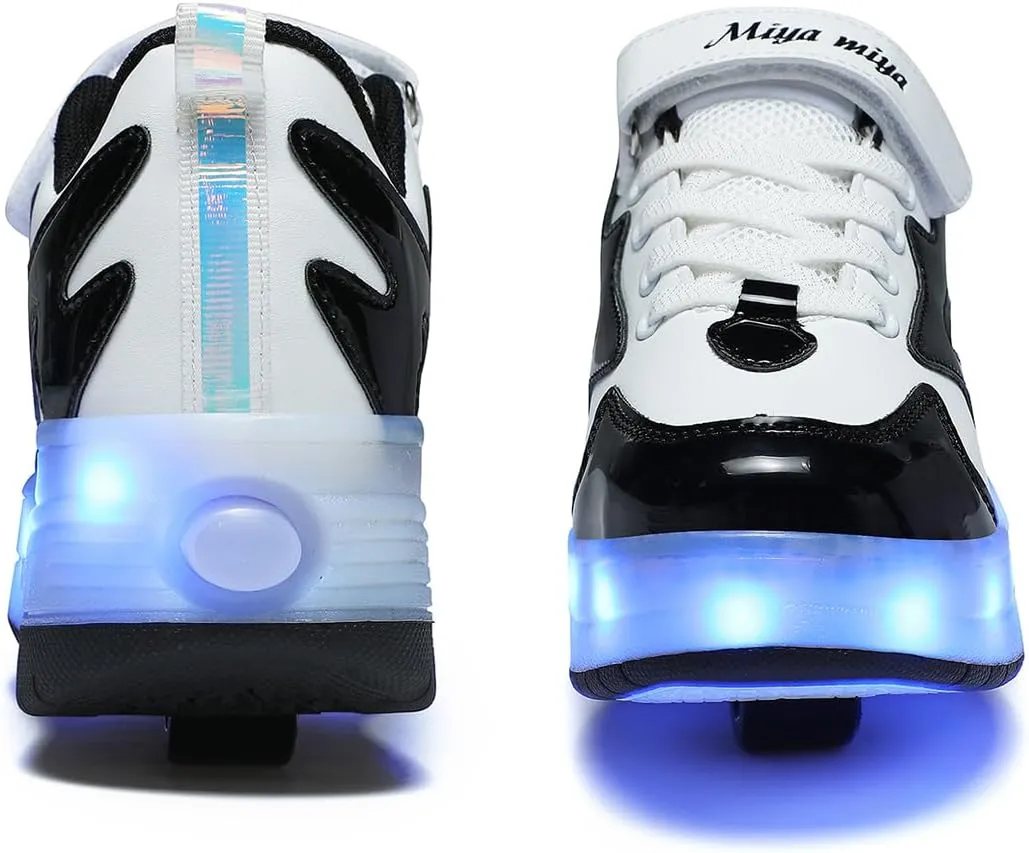 Nsasy Girls Boys Roller Shoes with LED Light Up Wheels Sneakers Kids Roller Skates Shoes for Kids for Children