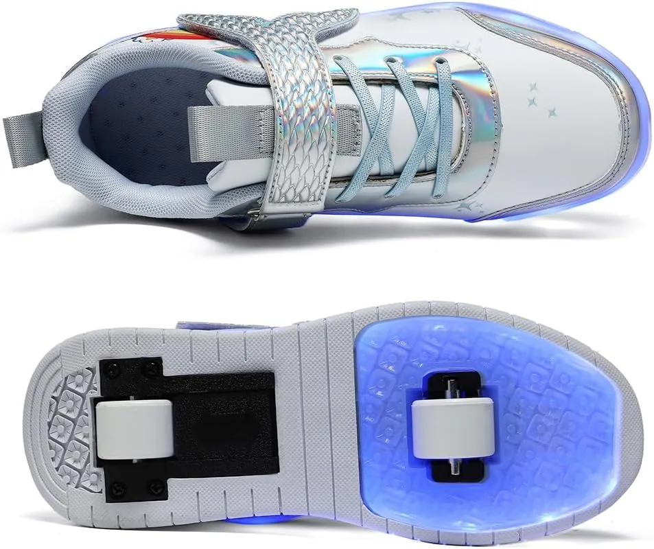 Nsasy Girls Boys Roller Shoes with LED Light Up Wheels Sneakers Kids Roller Skates Shoes for Kids for Children