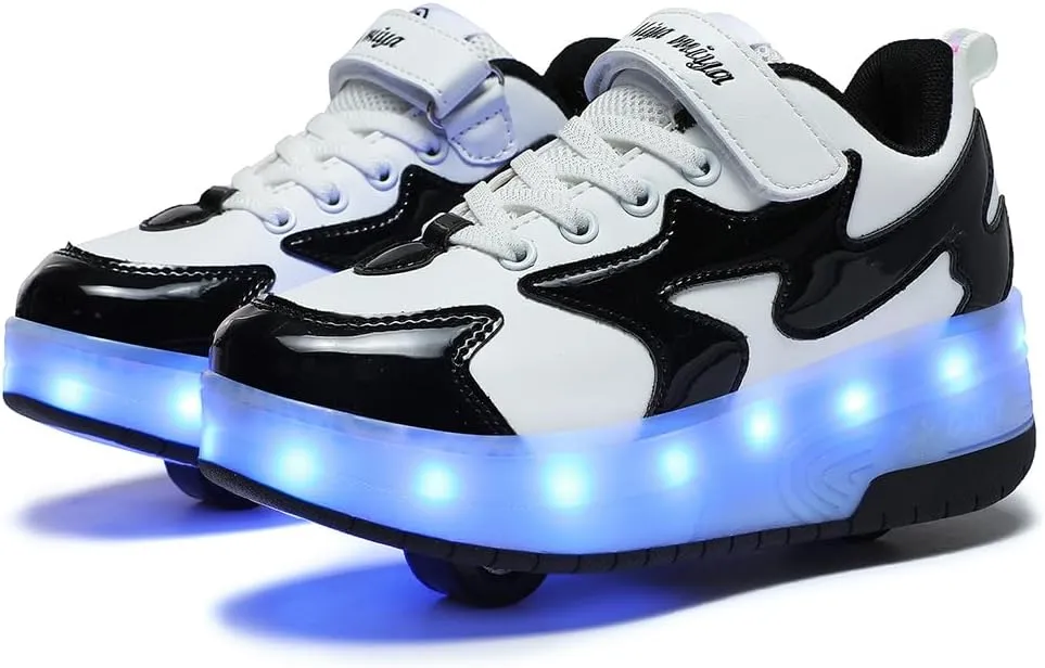 Nsasy Girls Boys Roller Shoes with LED Light Up Wheels Sneakers Kids Roller Skates Shoes for Kids for Children