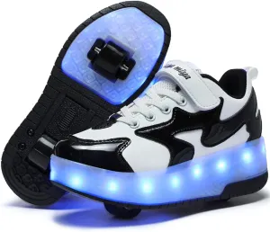 Nsasy Girls Boys Roller Shoes with LED Light Up Wheels Sneakers Kids Roller Skates Shoes for Kids for Children