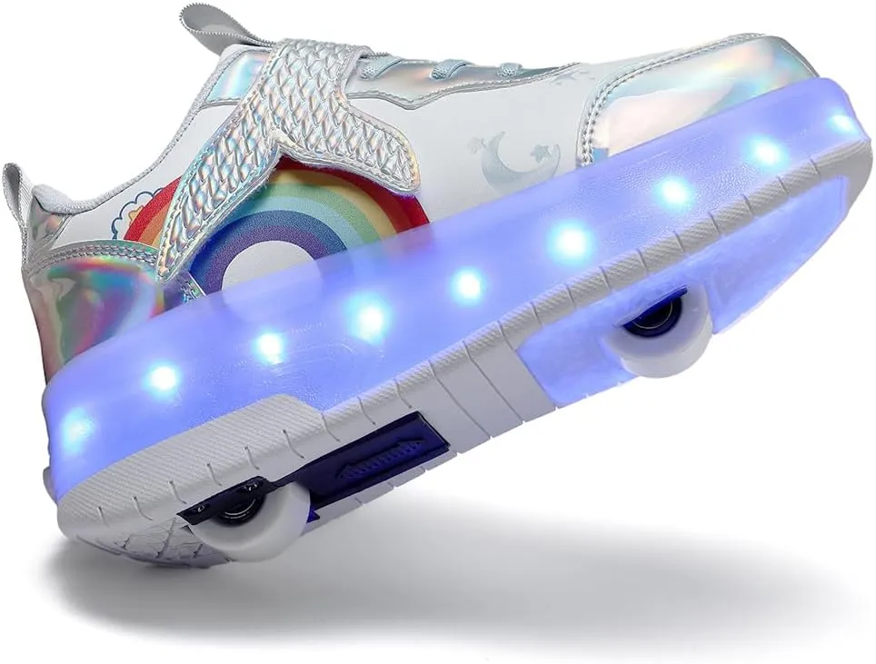 Nsasy Girls Boys Roller Shoes with LED Light Up Wheels Sneakers Kids Roller Skates Shoes for Kids for Children