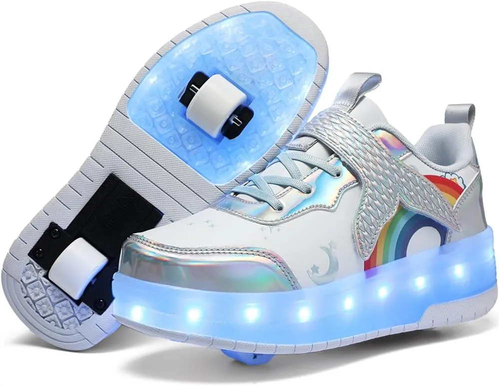 Nsasy Girls Boys Roller Shoes with LED Light Up Wheels Sneakers Kids Roller Skates Shoes for Kids for Children