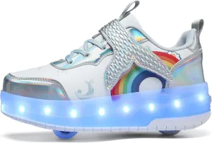 Nsasy Girls Boys Roller Shoes with LED Light Up Wheels Sneakers Kids Roller Skates Shoes for Kids for Children