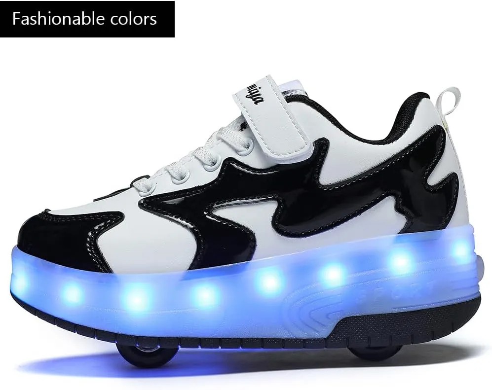 Nsasy Girls Boys Roller Shoes with LED Light Up Wheels Sneakers Kids Roller Skates Shoes for Kids for Children