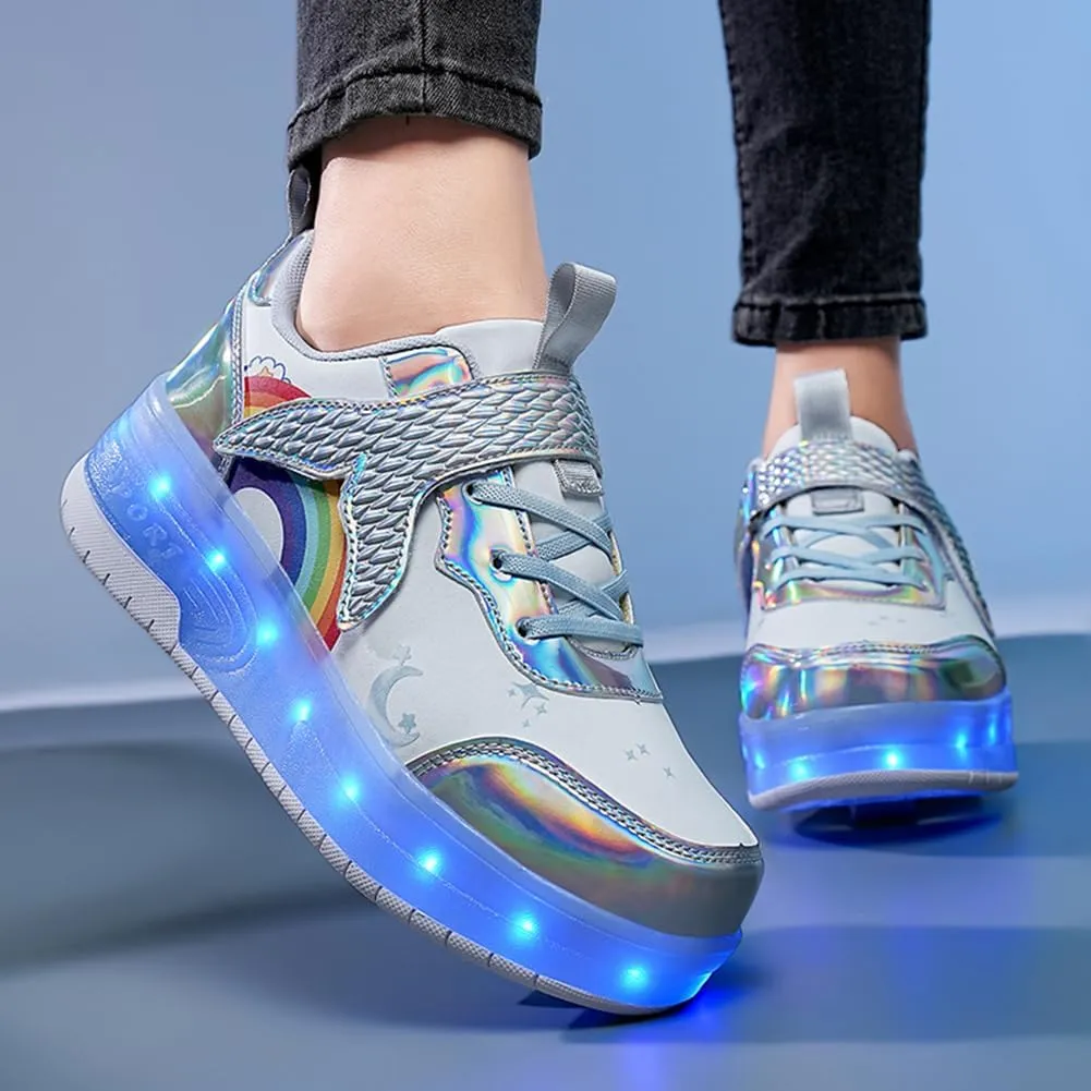 Nsasy Girls Boys Roller Shoes with LED Light Up Wheels Sneakers Kids Roller Skates Shoes for Kids for Children