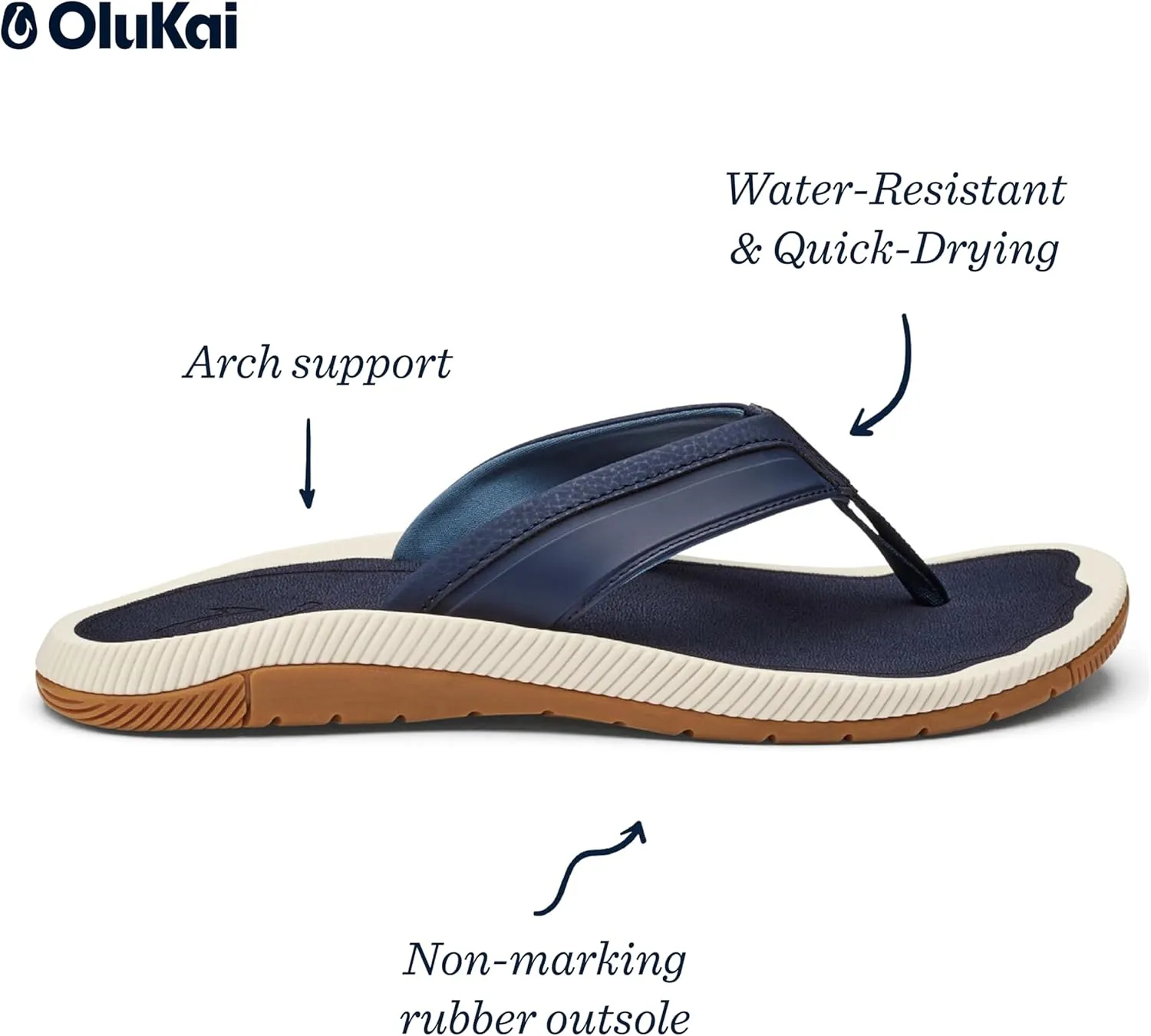 OLUKAI Kukulu Men's Beach Sandal, Water-Friendly Shoe & Wet Grip Soles, All-Day Wear & Comfortable Fit