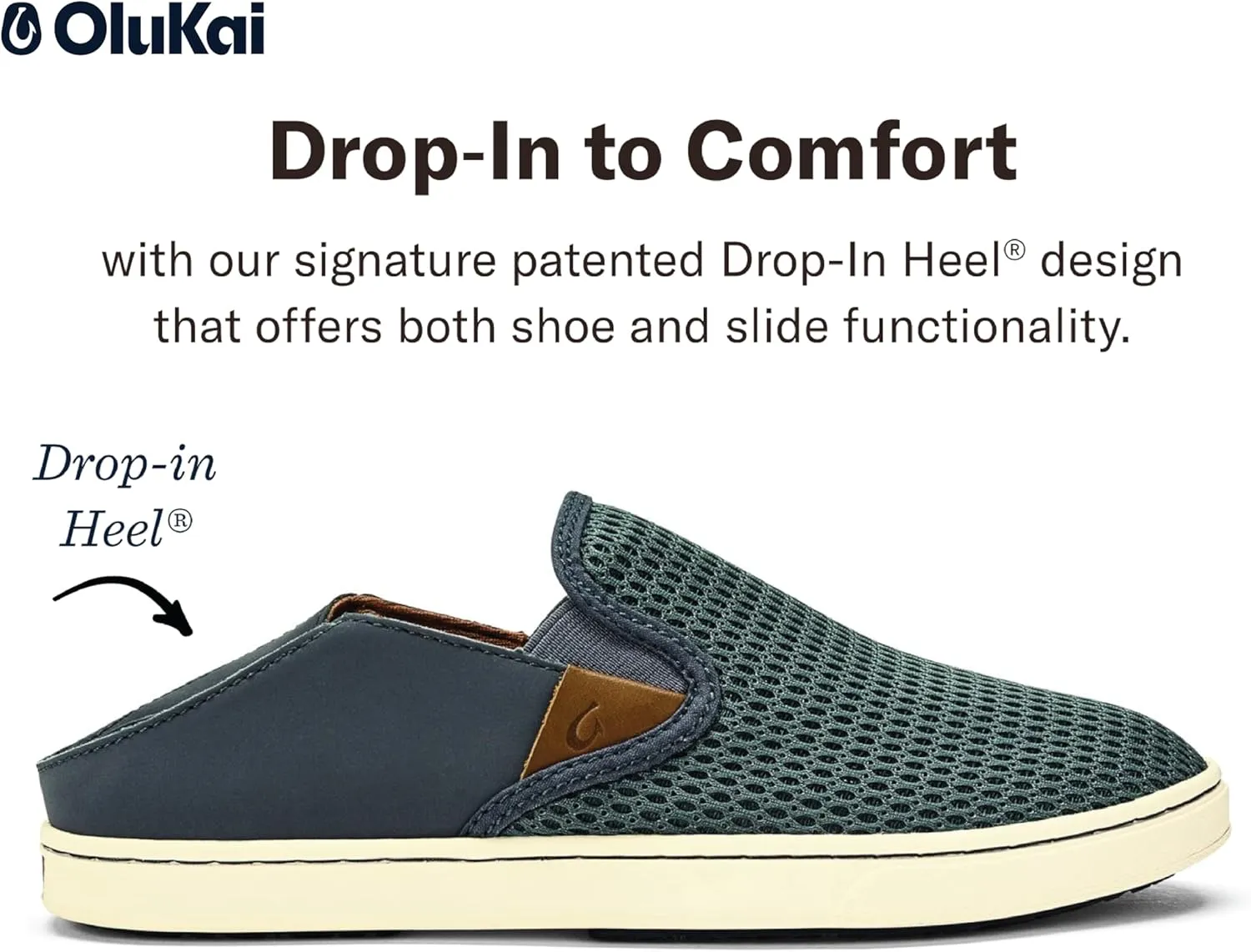 OLUKAI Pehuea Women's Slip On Sneakers, Casual Everyday Shoes with Easy On & Off Design, Breathable Mesh & Drop-in Heel, All-Day Comfort & Support