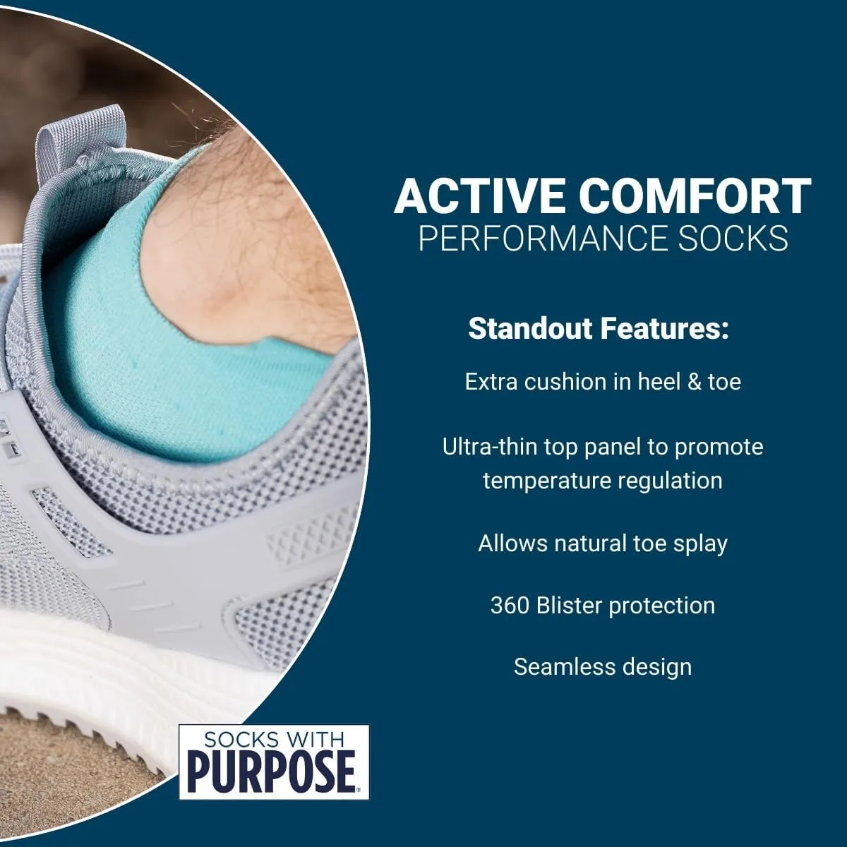 OS1st AC4 Active Comfort No-Show Socks | Blister Protection, double-tab and reinforced seamless toe