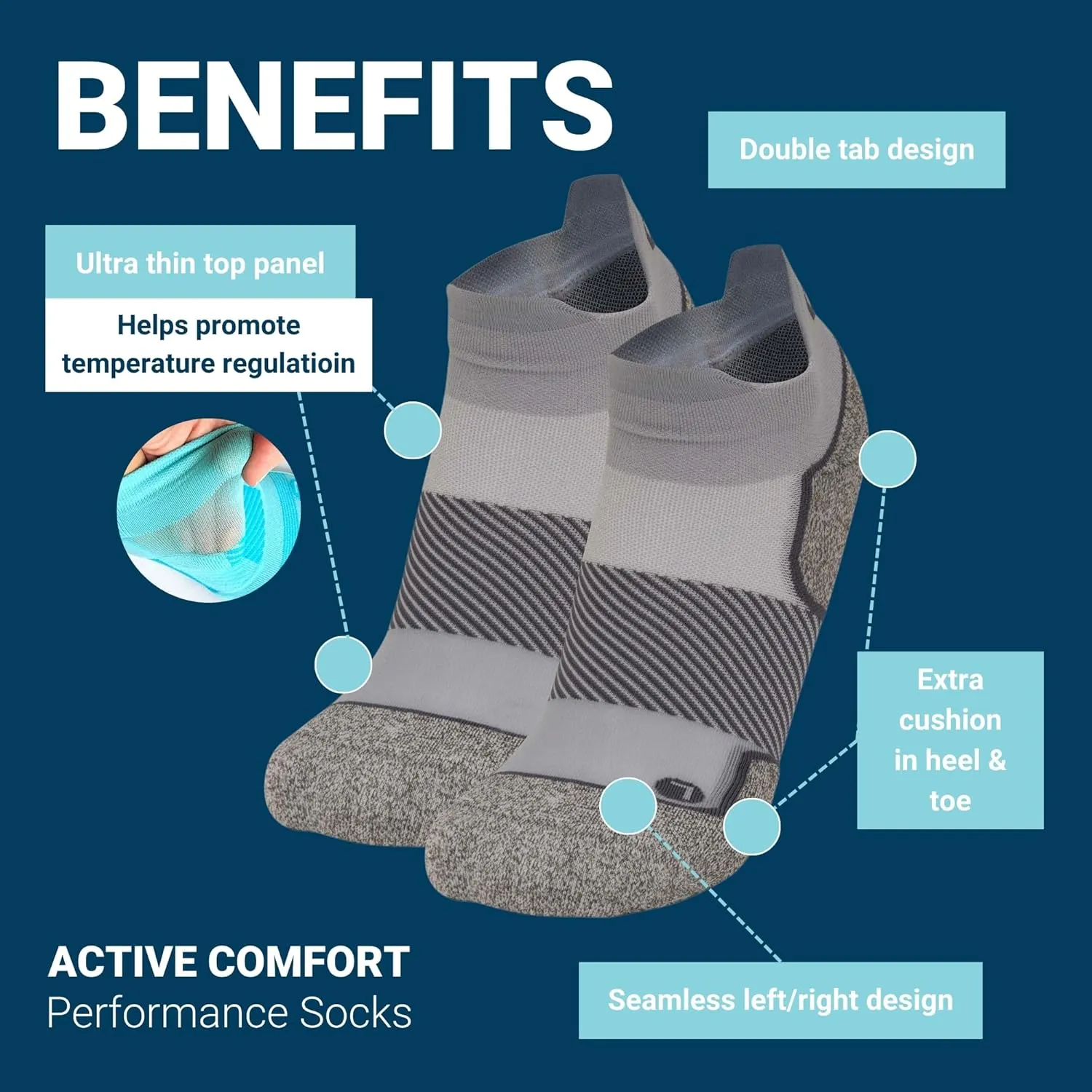 OS1st AC4 Active Comfort No-Show Socks | Blister Protection, double-tab and reinforced seamless toe