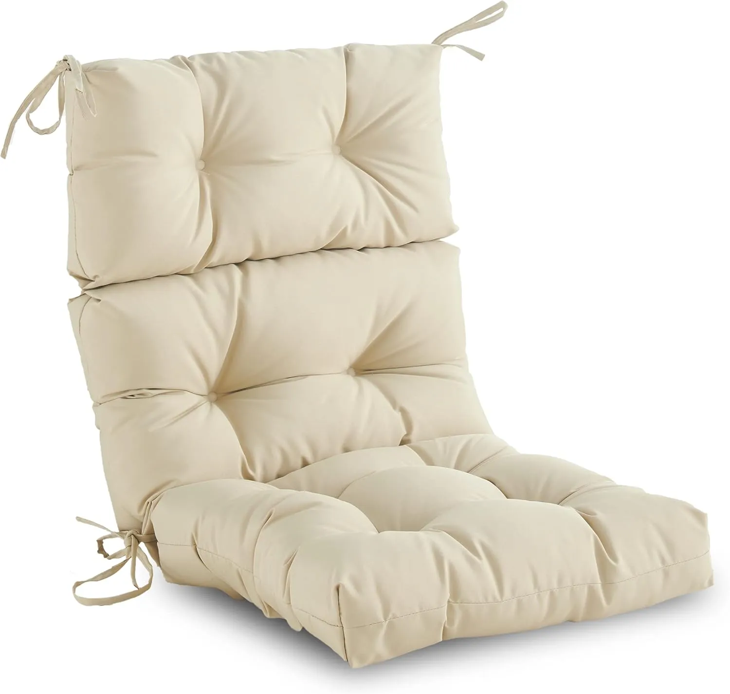 Outdoor/Indoor High Back Chair Cushion, Waterproof All-Weather Stuffed High Rebound Foam Adirondack Chair, Beige