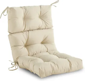 Outdoor/Indoor High Back Chair Cushion, Waterproof All-Weather Stuffed High Rebound Foam Adirondack Chair, Beige