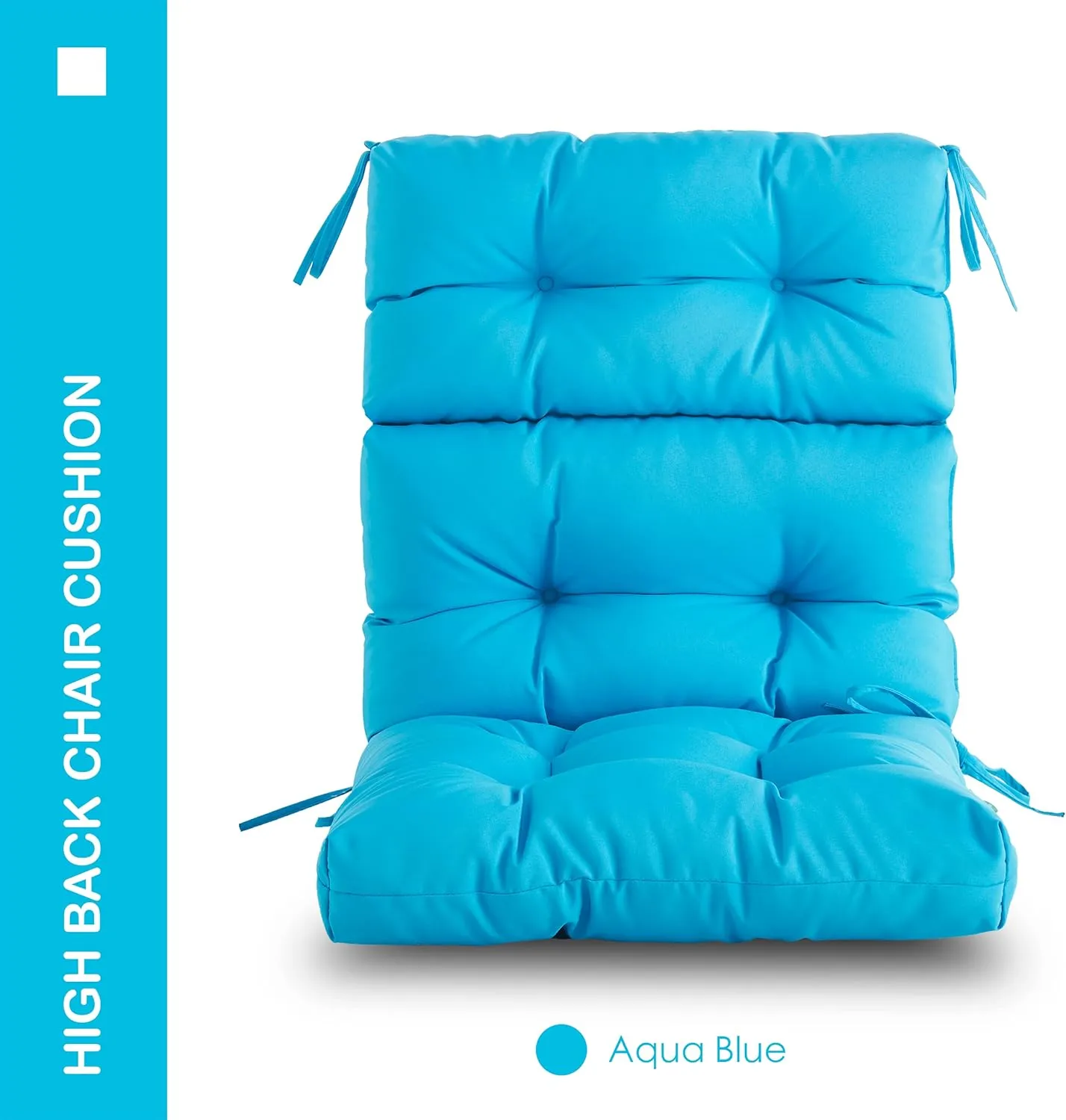 Outdoor/Indoor High Back Chair Cushion, Waterproof All-Weather Stuffed High Rebound Foam Adirondack Seat/Back Cushion, Aqua Blue