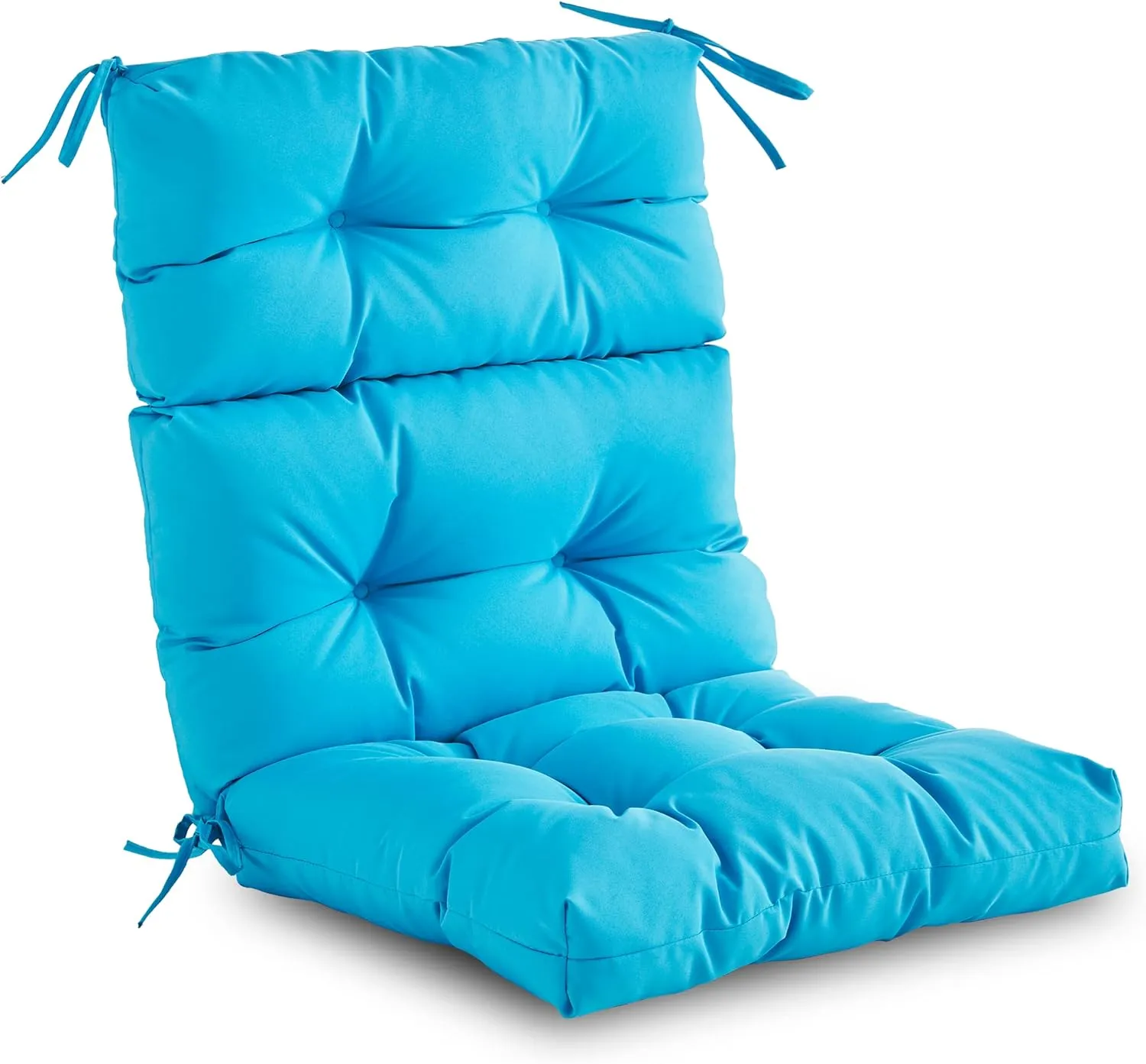 Outdoor/Indoor High Back Chair Cushion, Waterproof All-Weather Stuffed High Rebound Foam Adirondack Seat/Back Cushion, Aqua Blue