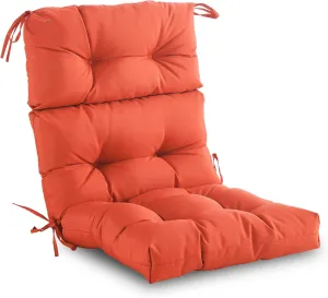 Outdoor/Indoor High Back Chair Cushion - Waterproof All-Weather Stuffed High Rebound Foam Adirondack Seat/Back Cushion for Outdoor Furniture, Orange
