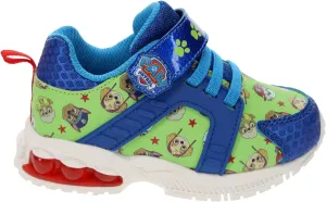 Paw Patrol Light-Up Running Shoes for Kids, Mismatch Sneaker with Hook-and-Loop Strap, Blue/Green, Little Kid Size 11