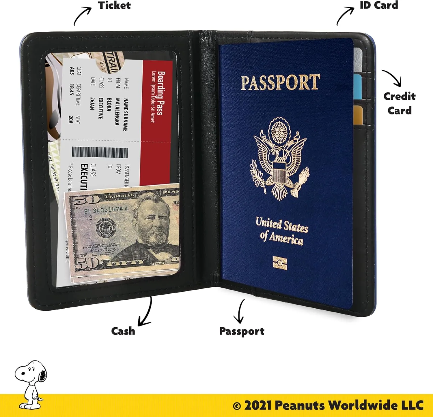Peanuts Joe Cool Snoopy Passport Cover Official License, Cute Passport Holder for Travel, Snoopy Gifts