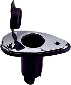 Perko 1048P00DP Chrome-Plated 2-Pin Plug-In Light Base with 5° Rake - 3.5" x 2" Base