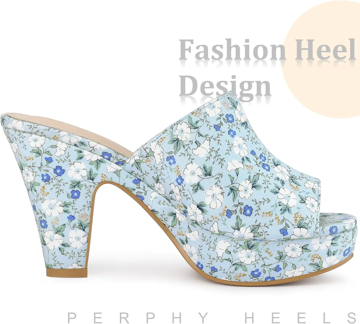 Perphy Platform Floral Chunky Heel Slides Sandals for Women