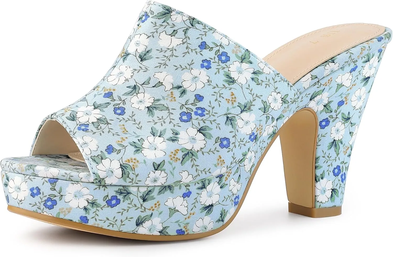 Perphy Platform Floral Chunky Heel Slides Sandals for Women