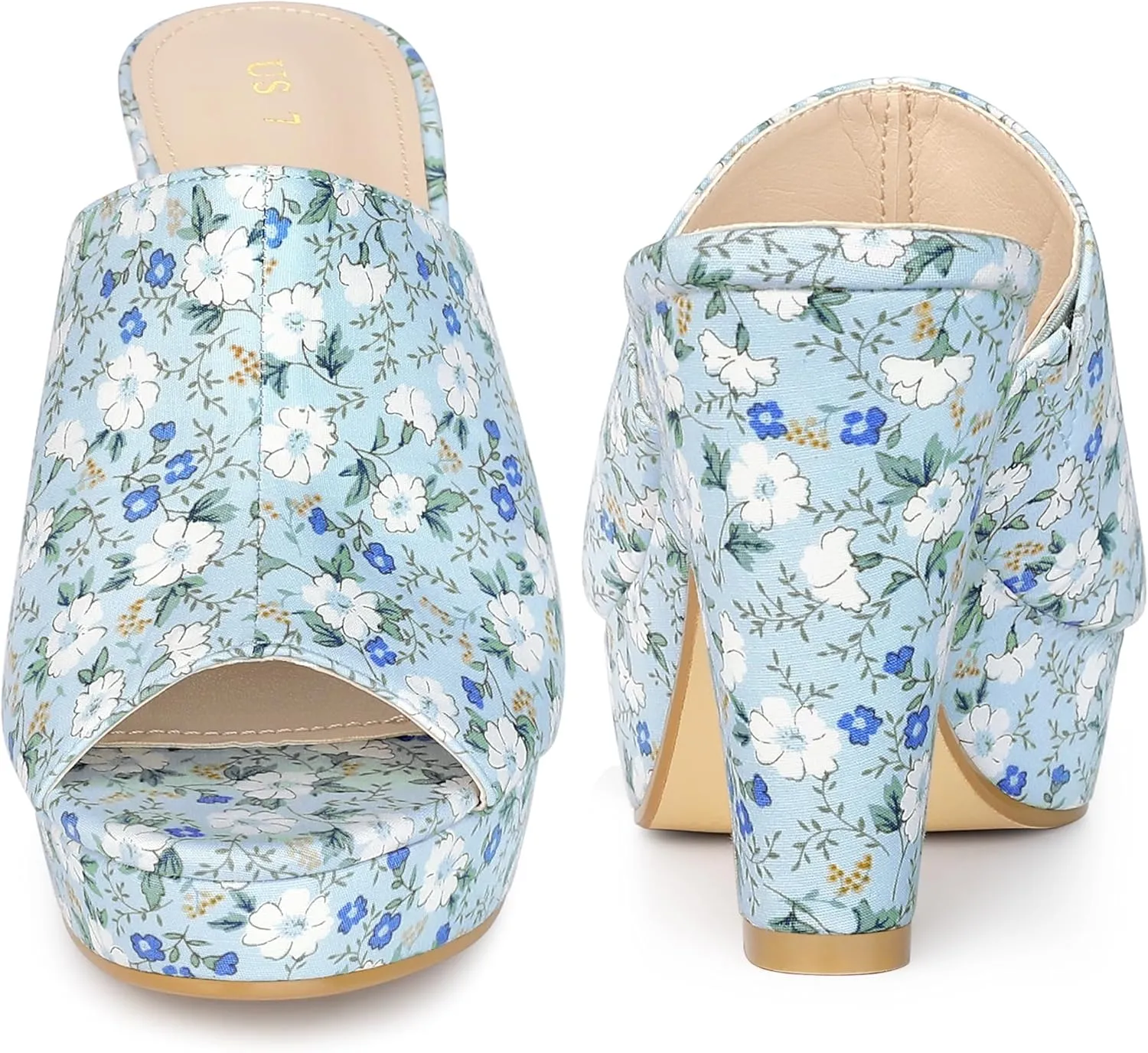 Perphy Platform Floral Chunky Heel Slides Sandals for Women