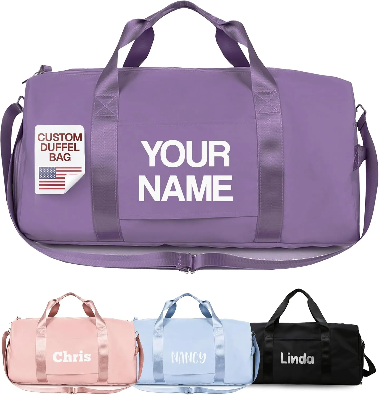 Personalized Duffel Bags - Weekender, Overnight Travel Bag with Wet/Dry Pockets & Shoe Compartment - Custom Bridesmaid/Groomsman Gift, Cheerleading Dance Pack, Durable Spacious Gym Tote