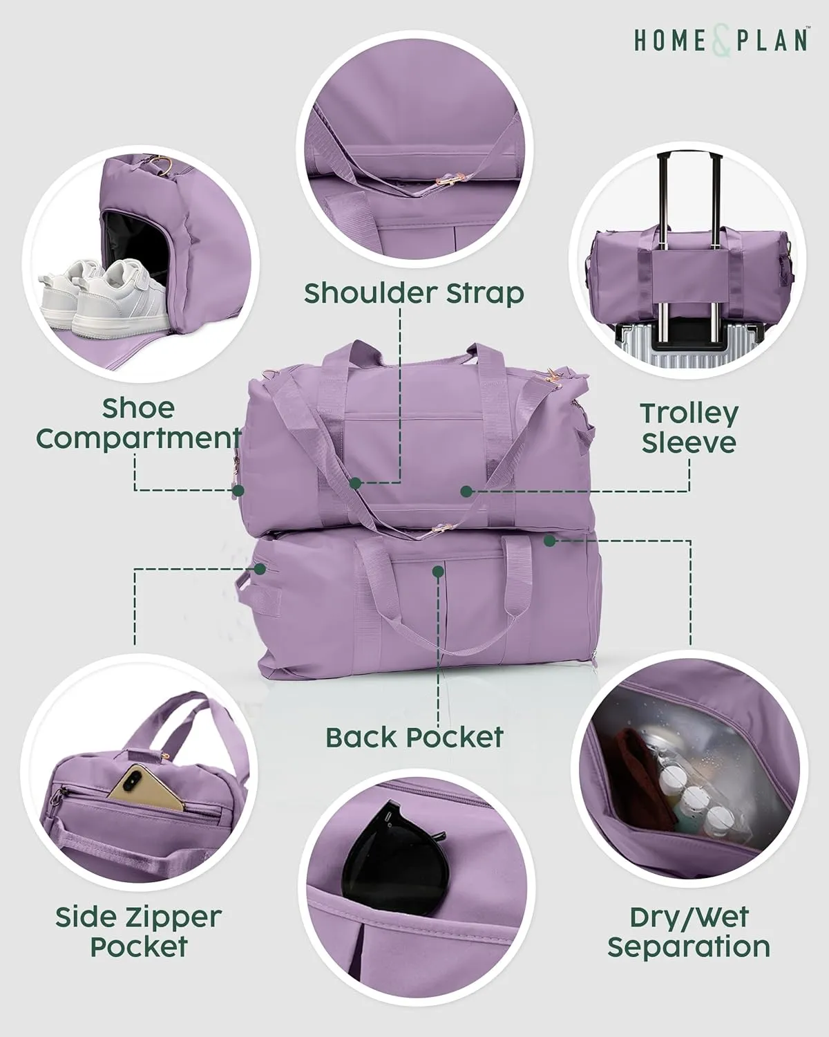 Personalized Duffel Bags - Weekender, Overnight Travel Bag with Wet/Dry Pockets & Shoe Compartment - Custom Bridesmaid/Groomsman Gift, Cheerleading Dance Pack, Durable Spacious Gym Tote