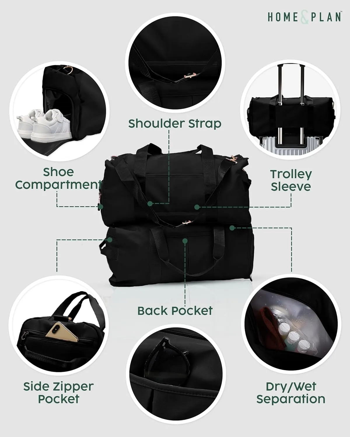 Personalized Duffel Bags - Weekender, Overnight Travel Bag with Wet/Dry Pockets & Shoe Compartment - Custom Bridesmaid/Groomsman Gift, Cheerleading Dance Pack, Durable Spacious Gym Tote