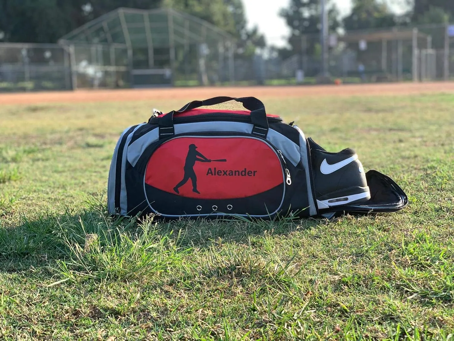 Personalized SportS Duffel Bag With Custom Name & Text - Baseball Blue