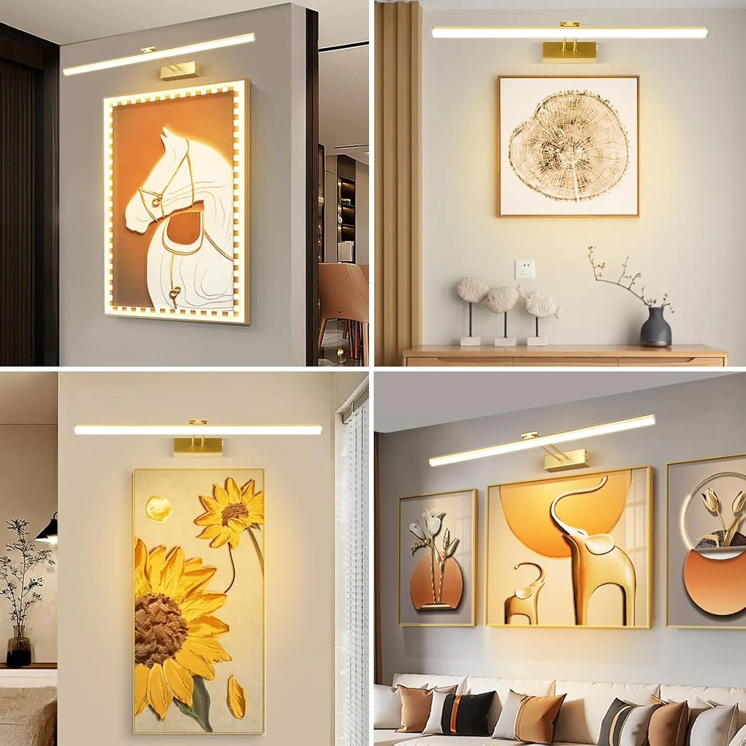 Picture Light, Battery Picture Lights with Remote of Timer and Dimmable, 20" Metal Art Light for Paintings,Display Lamp for Wall Gallery Dartboard Portrait Frame Artwork (Gold), HW202201LGD