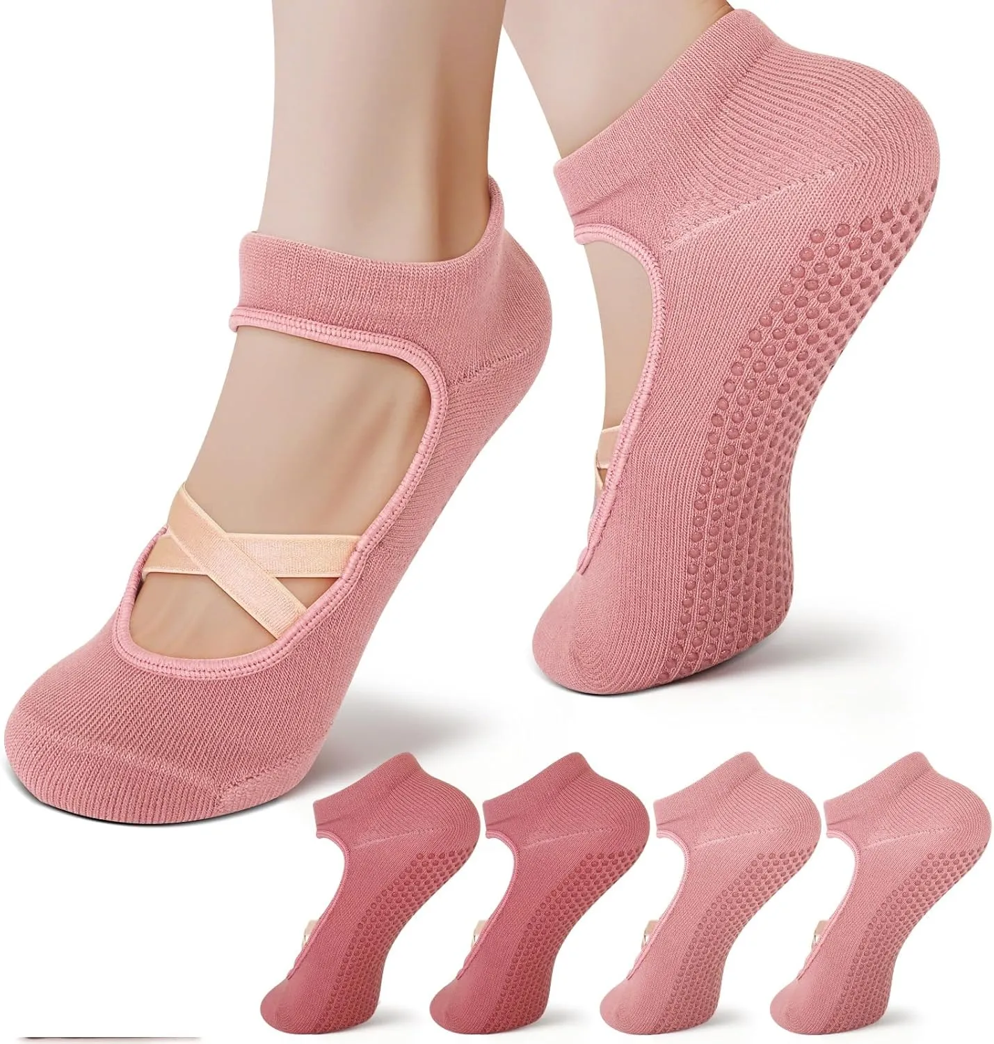 Pilates Socks with Grips for Women – Non-Slip Grip Socks for Pilates, Yoga, Barre & Dance