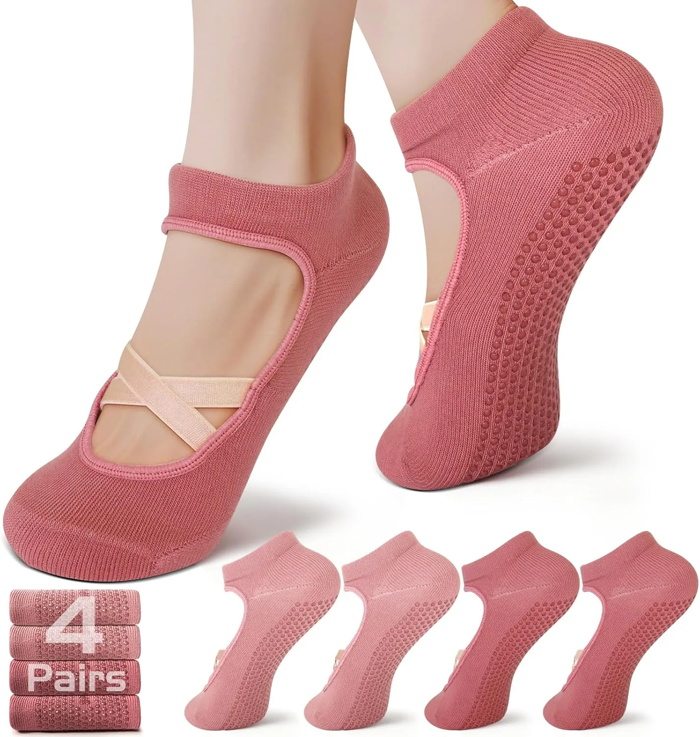 Pilates Socks with Grips for Women – Non-Slip Grip Socks for Pilates, Yoga, Barre & Dance