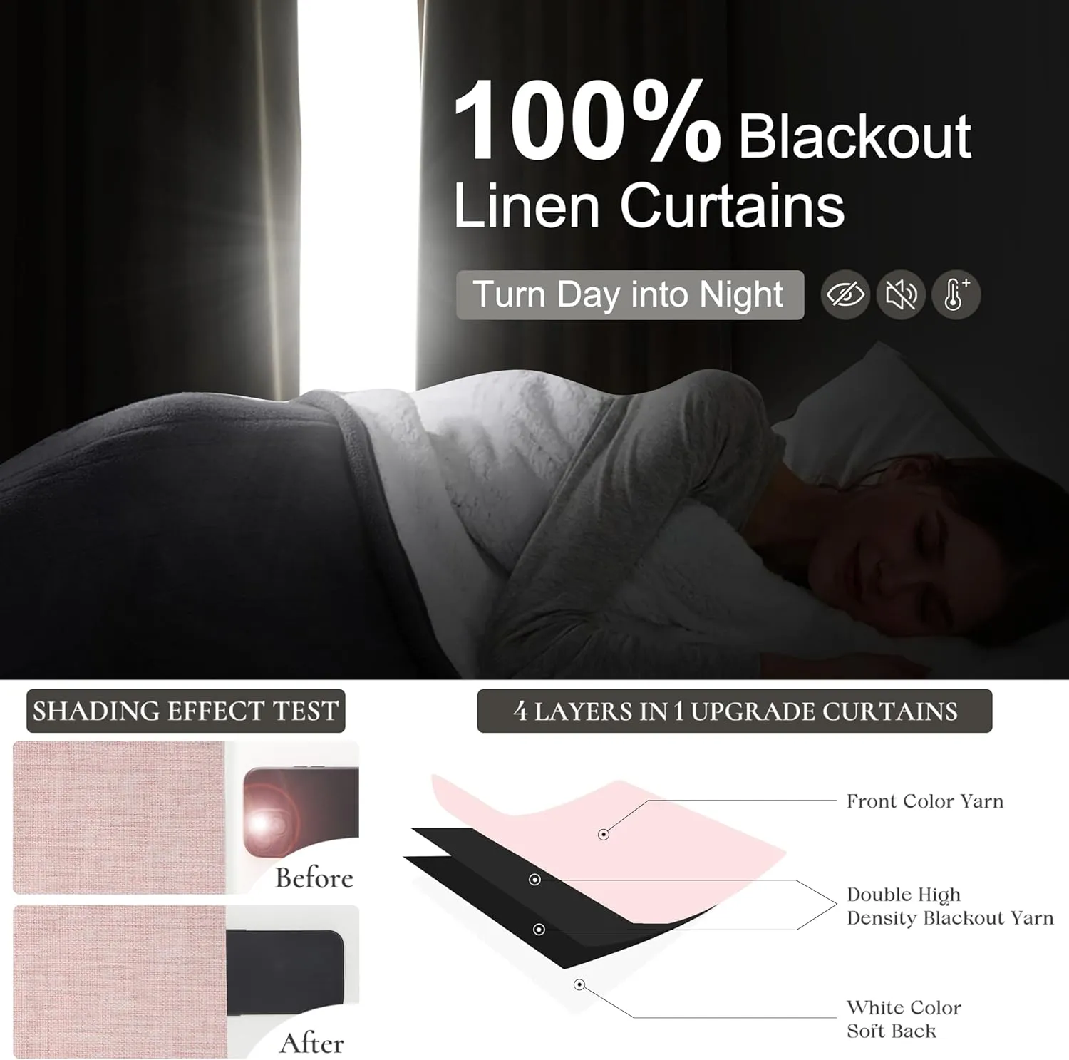 Pink Thick Linen Thermal Blackout Curtains 96 Inch Long for Winter Insulated, Pleated Elegant Living Room Curtain 2 Panels Set Privacy Decor Window Drapes 8 FT Length 2 Burg (Hooks Rings & Rod Pocket)