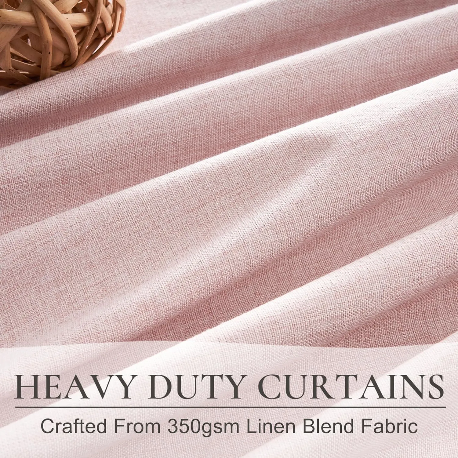 Pink Thick Linen Thermal Blackout Curtains 96 Inch Long for Winter Insulated, Pleated Elegant Living Room Curtain 2 Panels Set Privacy Decor Window Drapes 8 FT Length 2 Burg (Hooks Rings & Rod Pocket)