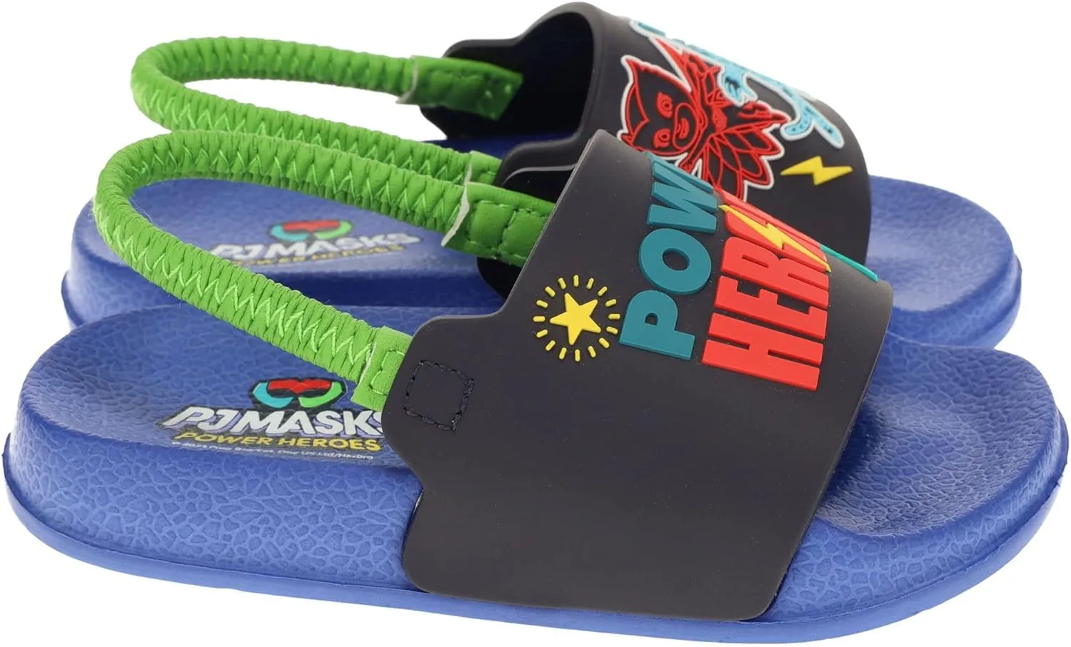 PJ Masks Sandals for Toddlers, Boy's Power Heroes Mis-Match Slide Sandals